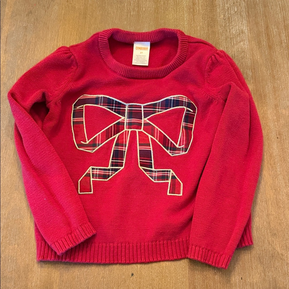 Gymboree Red Sweater with Plaid Bow